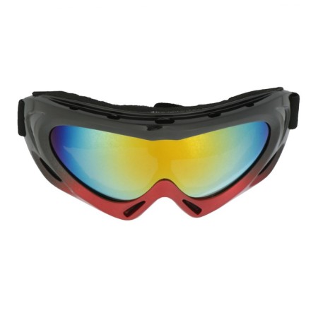 Glasses for riding motor vehicles with add. ventilation, chameleon glass, black-red