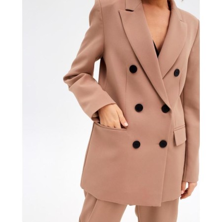 Jacket female double -breasted mist size 42, beige color-2