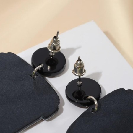 Acrylic earrings "cups of coffee", black and white color-2
