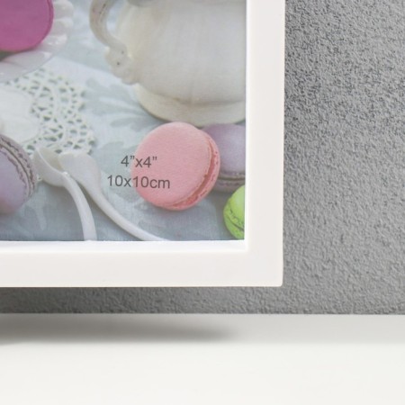 Multipher with clock "Flower" plastic, 3 photos, 10x10/3 pcs, col. white-1