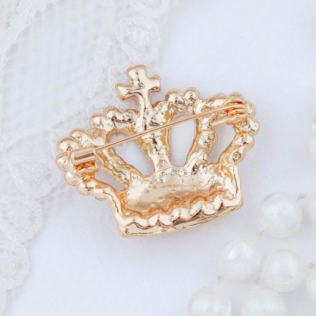 Brooch "Crown Imperial", white color in gold-1