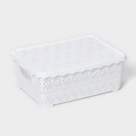 Storage container with a lid "openwork", plastic, 35 × 27 × 12 cm, color mix-5