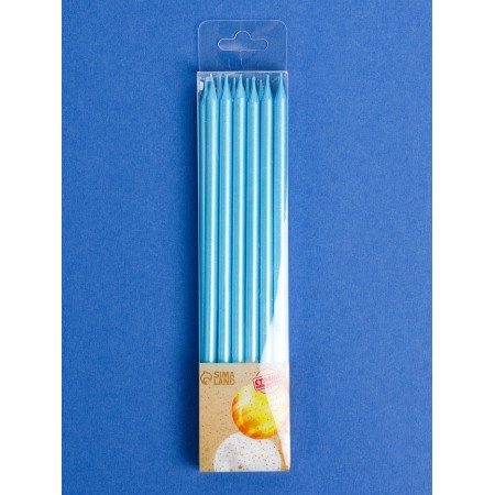 Candles for the cake "Royce", 12 pcs, blue metallic-4