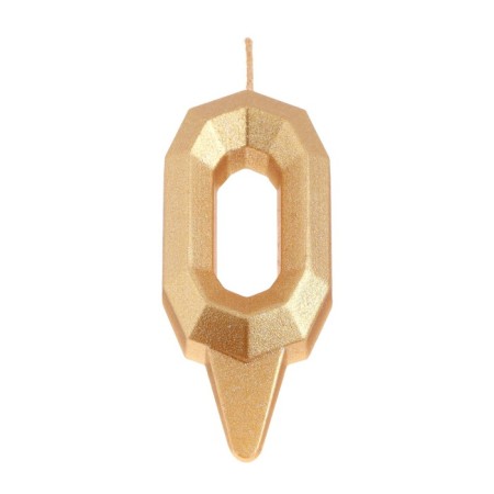 Candle in the cake "Geometry", number 0, gold metallic, 6.3 cm-2