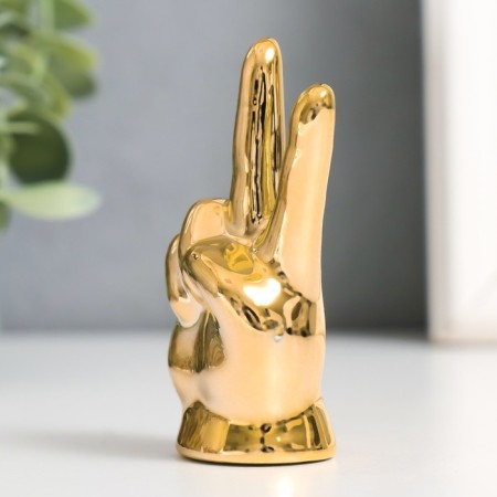 Souvenir Ceramics "Hand - Peace" Gold 4x2.7x7.5 cm-1