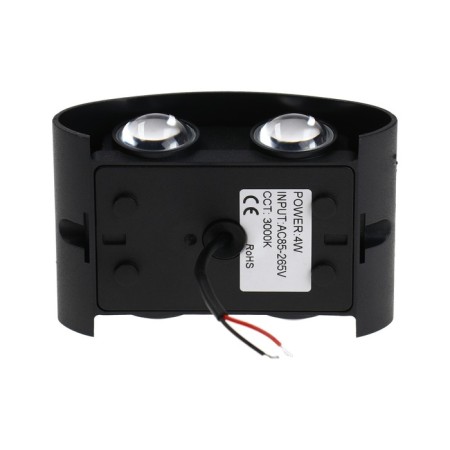Front Facade "Semesfer", FSD-073, 4 W, 3000K, 2 rays, IP65, 220 V, plastic, black 100842-7