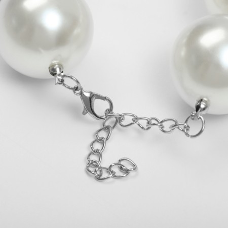 Hacking necklace "Jacqueline" beads No. 30, milk color in silver, 45 cm-1