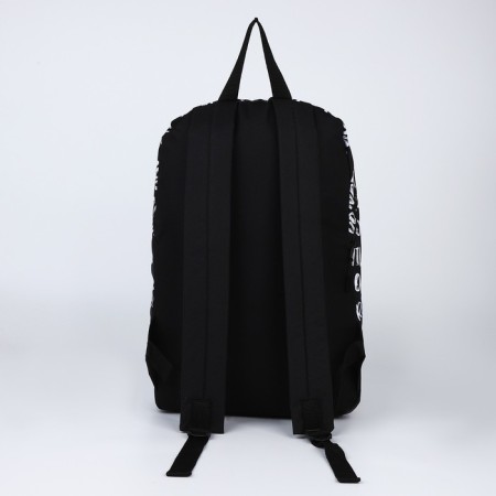 School textile “inscriptions”, 46x30x10 cm, vertical pocket, black color-3