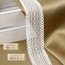 Elastic lace, 40 ± 5 mm × 10 ± 1 m, white color