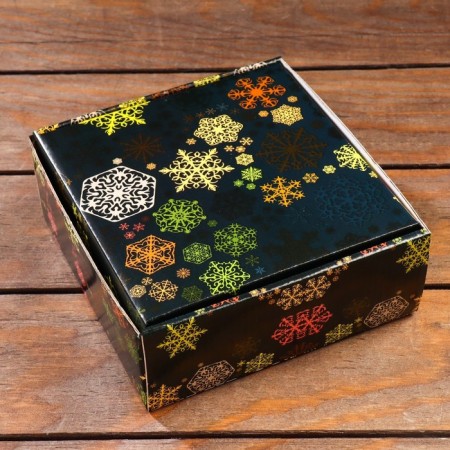 Folding box "Multi -colored snowflakes", 14.5 x 14.5 x 6 cm-2