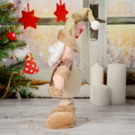Soft toy "Santa Claus in sequins" stands, 15x41 cm (folded 30 cm), brown-2