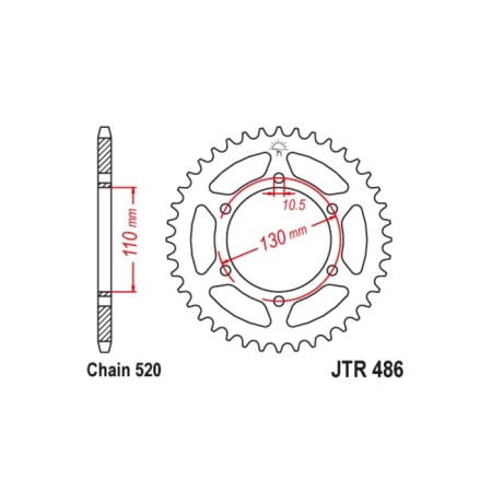 Leader star jt sprockets jtr486-41, chain 520, 41 teeth