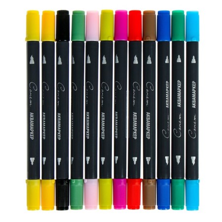 A set of art markers "Sonnet", 12 colors, water base, bilateral: bullet/brush, basic colors, 150411173-1