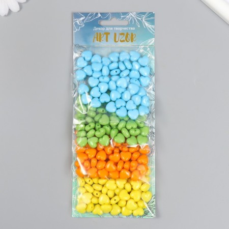 Beads for creativity plastic "Summer colors" 4 colors x 20 g 0.6x1x1 cm