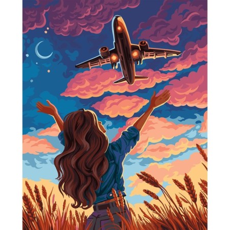 Picture on numbers on canvas with a subframe "Air Dreams", 40 x 50 cm-1