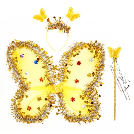 Carnival set "Butterfly", 3 objects: wings, rim, rod, gold color-3