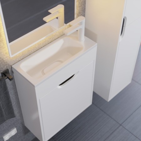 Tumbling under the Uperwood Modul sink, 50 cm, suspended, matte, white/graphite