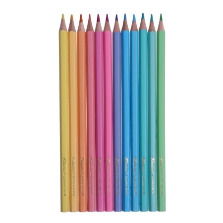 Pencils 12 colors, pastel, wooden, hexagonal-2