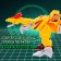 A robot with a dinobot transformation, light and sound effects, yellow colors