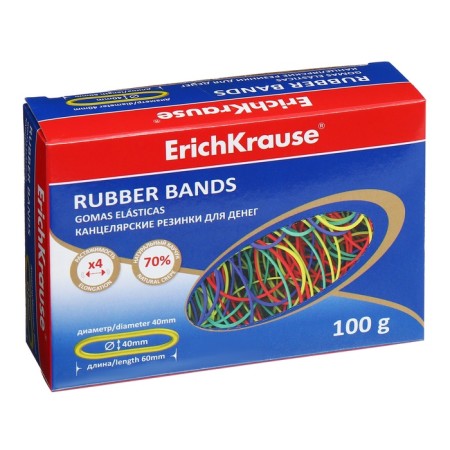 Bank elastic band, 100 g, Erichkrause, diameter 40 mm, length 60 mm, in the boxing box, mix