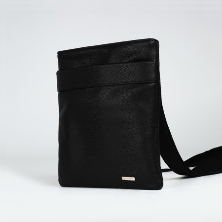 Male bag over the shoulder, Textura, artificial leather, black color-2