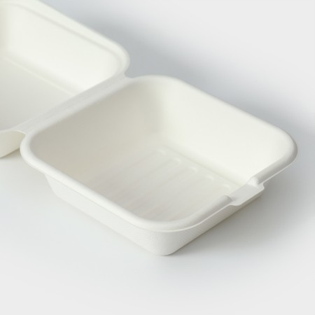 Lunch - boxing, box for bento -trap and burger, 15.2 × 15.2 × 8 cm, sugarcane, 50 pcs/units-2