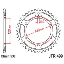 Звезда ведомая JT sprockets JTR499-49, цепь 530, 49 зубьев