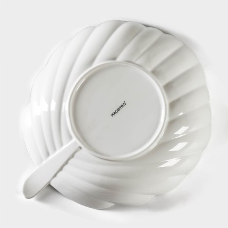 Porcelain salad Magistro "Blanche. Sheet ", 1.2 l, d = 27.5 cm, white color-4
