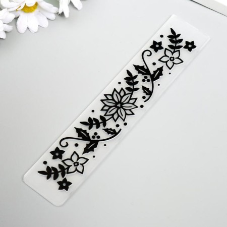 Embosing stencil plastic "Flowers and twigs" 3x15 cm-1