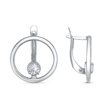 Earrings "Circle", echoing with oxidation, white color