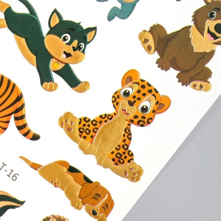 Tattoo on the body color with gold "animals" mix 15x10.5 cm-3