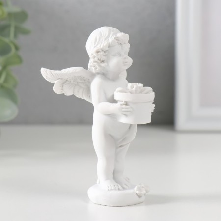Polystone souvenir "Snowty angel with a flower in a pot" 9.7x6x6.5 cm-1