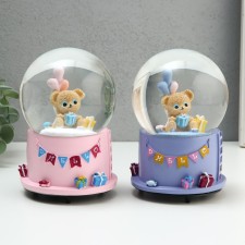 Souvenir Polystone Water Ballion Music and the Bear with a gift is a mix 10.5x10.5x15.5 cm