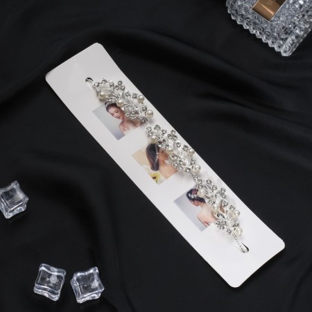 Hair accessory "Nikki" twigs with beads, 17 cm, silver