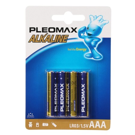 Battery alkalin Pleomax, AAA, LR03-4BL, 1.5V, blister, 4 pcs.