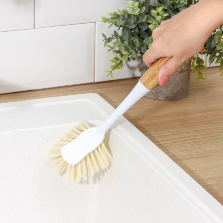 Brush for dishes Meli, 8 × 6.5 × 29 cm, bamboo handle, beige color-4