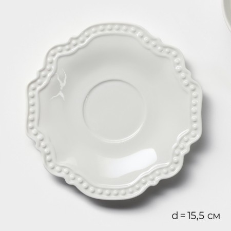 Tea steam porcelain Magistro "suite", 2 items: 280 ml mug, saucer d = 15.5 cm, white color-2