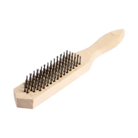 Metallic manual scrap brush, wooden handle, 6-row-5