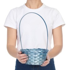Wicker basket, bamboo, blue, 19x19x32 cm