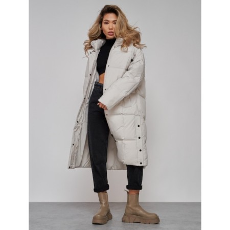 Coat insulated winter female, size 50, light-gray color-16
