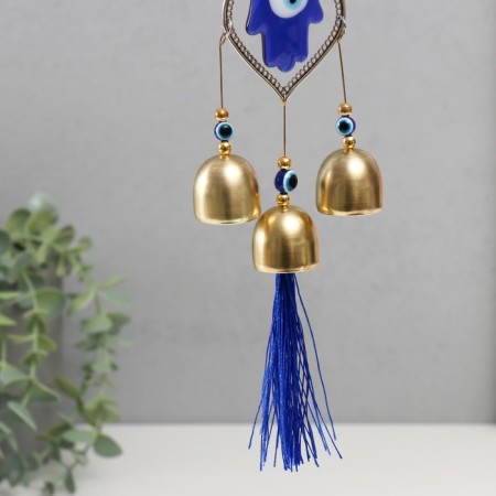 Wind music metal, plastic "From the evil eye. Three gold bells" 38x5x2.8 cm-2