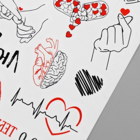 Black-red body tattoo "Love" 7.5x14 cm-2