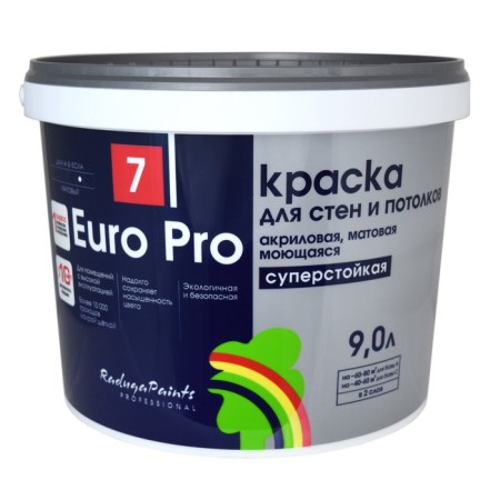 Acrylic paint, matte for walls and ceilings "Euro Pro" Base A 9l