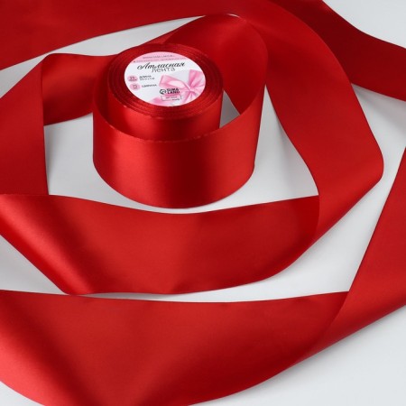 Satin ribbon, 75 mm × 23 ± 1 m, color red No. 26