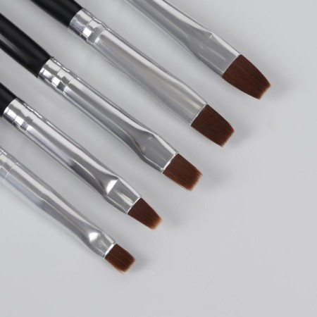 A set of brushes for building and design of nails, flat, 5 pcs, 18 cm, black color-1