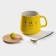 Ceramic mug "Smile", 350 ml, with a wooden lid and spoon, color and pattern mix
