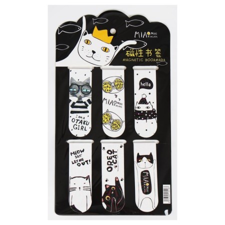 A set of magnetic bookmark for books Calligrata 6 pieces, "cats", mix-8