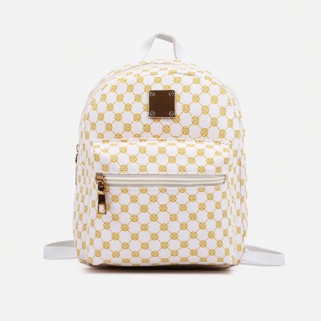 Women's backpack of artificial leather with lightning, 1 pocket, white color