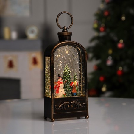 LED figure “Lantern with a snowman” 10.2 × 23 × 5.8 cm, plastic, AAX3 batteries (not in the kit), USB, glow warm white