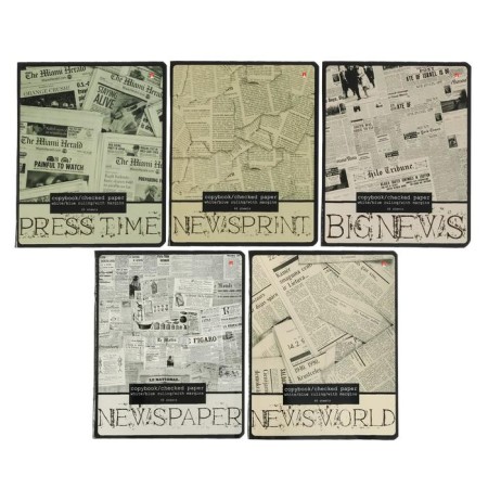 Notebook of 48 sheets in the “newspaper” cage, cover coated cardboard, UV-lak, OFSET block, mix